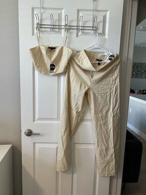 Forever 21 Cream Two-Piece Pants and Crop Top